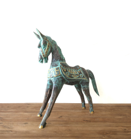 Grand Cheval Or & Turquoise 32 cm