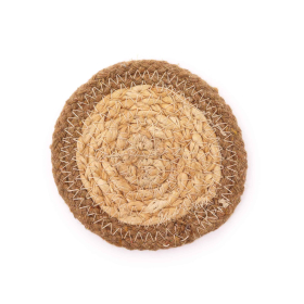 Dessous de Verre Naturel - Jute & Coton 10cm (lot de 4) - Bordure Naturelle