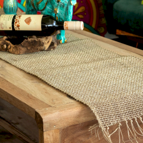 Chemin de table naturel à franges en jonc de mer - 150 cm