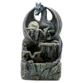 Fontaine à Eau d\'Intérieur - 35cm - Dragon Violet, Boule de Cristal et Roue à Eau