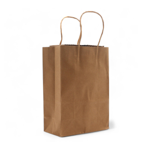 12x Sac en papier avec anses en corde (16x22x8cm) - Naturel (130g)