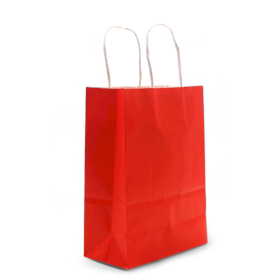 12x Sac en papier avec anse en corde (16x22x8cm) - Rouge (130g)