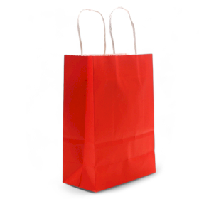 12x Grand sac cadeau en papier avec poignée en corde (26 x 32 x 12 cm) - Rouge (130 g)