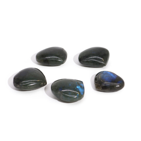 6x Pierres de cœur de labradorite de Madagascar (environ 17-31g  30-40 mm)