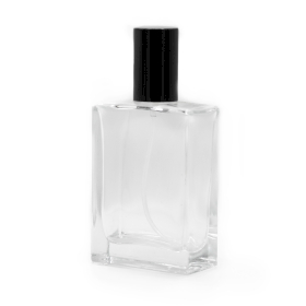 6x 50ml Bouteille étroite carrée, vaporisateur et bouchon noirs