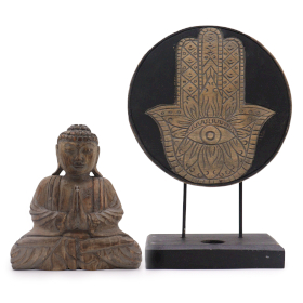 Ensemble Bouddha Feng Shui - Hamsa - Gris