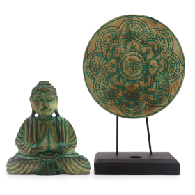 Ensemble Bouddha Feng Shui - Mandala - Vert