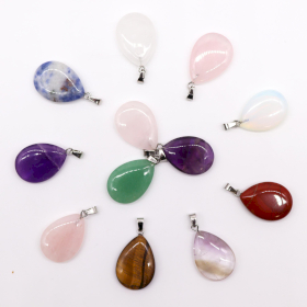 12x Pendentifs gouttes en pierre précieuse (12 assortis) 25x18mm