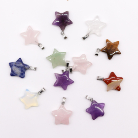 12x Pendentifs étoiles en pierre précieuse (12 assortis) 20x6mm