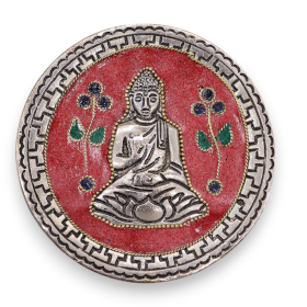 6x Porte-encens décor Bouddha rouge 10cm