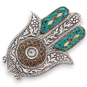 6x Porte-encens Hamsa petit modèle vert 13x5,5cm