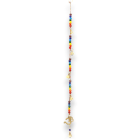 4x Carillons Indiens - OM en Laiton avec Perles Chakra - Clochettes Suspendues - 53 cm