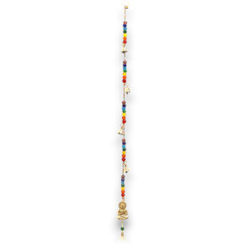 4x Carillons Indiens - Bouddha en Laiton avec Perles Chakra - Clochettes Suspendues - 53 cm