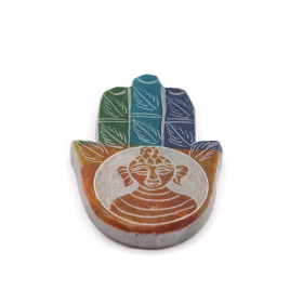 4x Porte-encens en pierre à savon Hamsa 9x6 cm - Bouddha