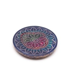 4x Porte-encens en pierre à savon Disque 8 cm - Lotus dans Lotus