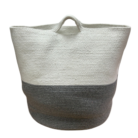 Panier de Lavage / Rangement en Corde de Coton Grand 45x40cm - Gris