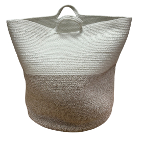 Panier de Lavage / Rangement en Corde de Coton Grand 45x40cm - Beige