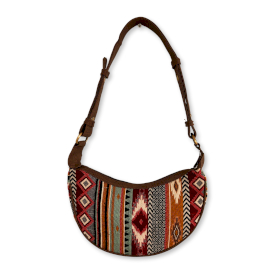 Sac Hobo en Jacquard - Marron (sangle marron)