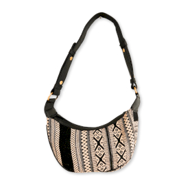 Sac Hobo en Jacquard - Gris Métro (sangle noire)