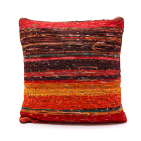 Housses de coussin en tapis de chiffons - 40x40cm - Rouge vermillon