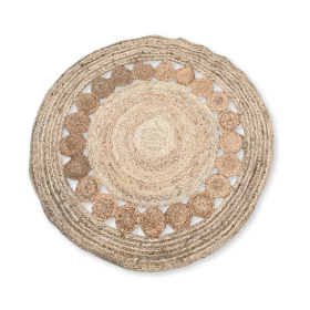 Grand tapis rond en jute doux avec cercles à l\'intérieur - 120cm