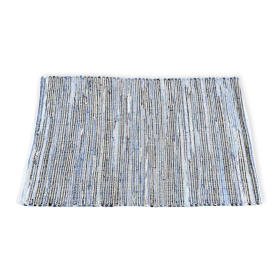 Grand tapis en jute et coton recyclé - 130x170cm - Bleu