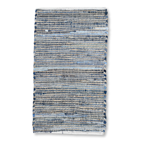 Tapis moyen en jute et coton recyclé - 90x150cm - Bleu