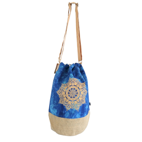 Sac à dos 100 % naturel - Bleu effet délavé - Mandala