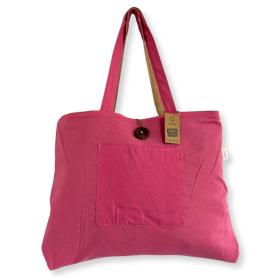 Sac réversible en jute et coton - Rose