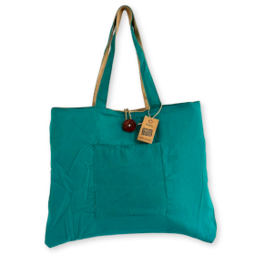 Sac réversible en jute et coton - Bleu