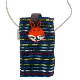 Pochette Porte- téléphone Noire et Multicolore - motif renard