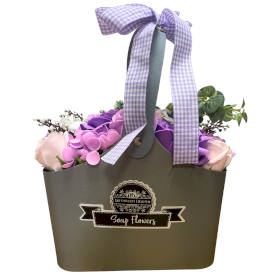 Bouquet de Savon et Panier- Lila