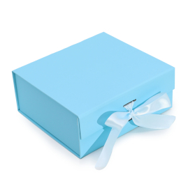 3x Boîte Cadeau Format Plat - Moyen Carré (20x18.2x8cm) - Bleu Bébé