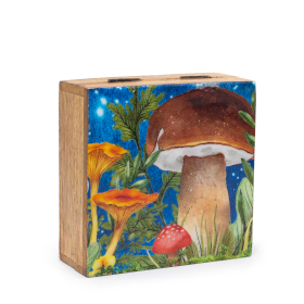 Boîte carrée moyenne 13,5x13,5x6 cm - Design Champignon Bleu-vert