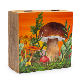 Grande boîte carrée 15x17,5x8 cm - Design Champignon Bordeaux