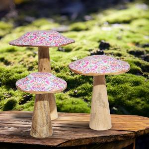 Revente champignon en bois décoration